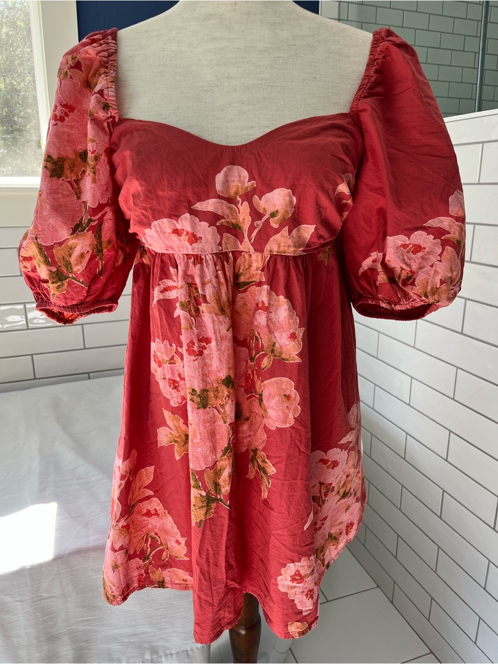 Free People Peony Babydoll Puff Sleeve Dress in Peony - Picture 3 of 5
